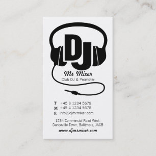 Visita Tarjeta comercial para promotores de DJ en blanco 