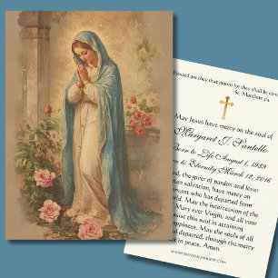 Visita Tarjeta conmemorativa católica de funeral de María