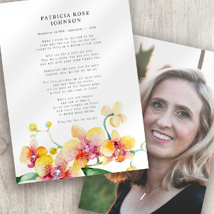 Visita Tarjeta conmemorativa de funeral Orchids Photo Sym