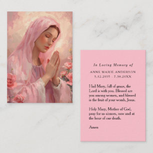 Visita Tarjeta conmemorativa de la Virgen María rosa