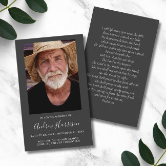 Visita Tarjeta conmemorativa del funeral de Carbón Gray P