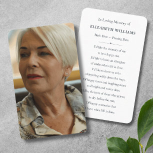Visita Tarjeta conmemorativa funeral de personalizado Pho