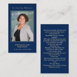 Visita Tarjeta conmemorativa simple funeraria de oro azul