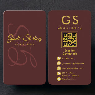 Visita Tarjeta de Abogado Código QR Burgundy Gold