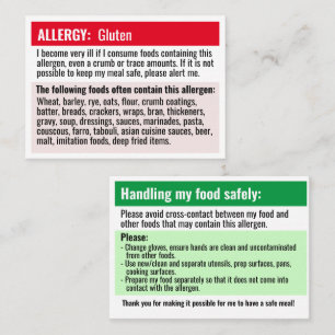Visita Tarjeta de advertencia de alergia al restaurante d