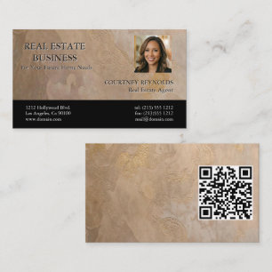 Visita Tarjeta de agente inmobiliario con foto en beige d