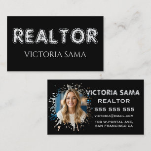 Visita Tarjeta de agente inmobiliario con salpicaduras en