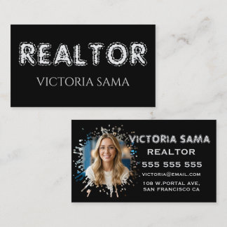 Visita Tarjeta de agente inmobiliario con salpicaduras en