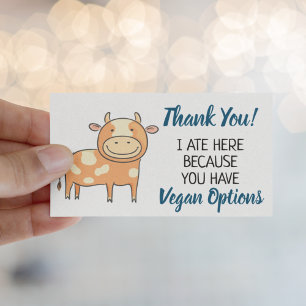 Visita Tarjeta de agradecimiento al restaurante Vegan tre
