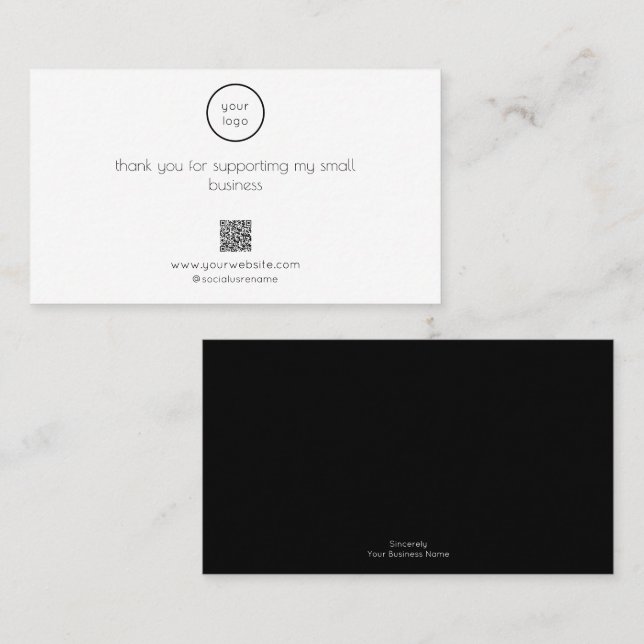 Visita Tarjeta de agradecimiento con código QR de logotip (Anverso / Reverso)