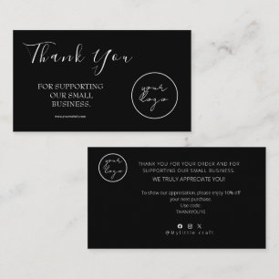 Visita Tarjeta de agradecimiento con logotipo negro descu