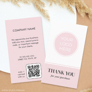 Visita Tarjeta de agradecimiento con logotipo rosa de neg