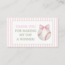 Visita Tarjeta de agradecimiento de béisbol con raya rosa