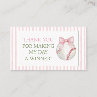 Visita Tarjeta de agradecimiento de béisbol con raya rosa