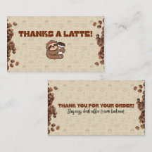 Tarjeta de agradecimiento de café de perezoso lind
