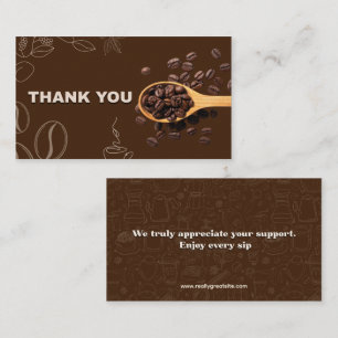 Visita Tarjeta de agradecimiento de granos de café marrón