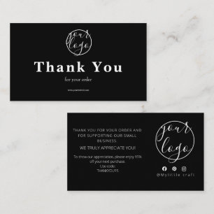 Visita Tarjeta de agradecimiento de logotipo negro para p