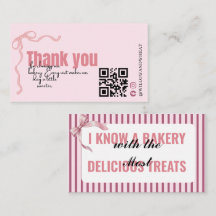 Tarjeta de agradecimiento de Pink Bow Bakery con r