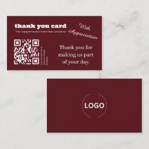 Tarjeta de agradecimiento elegante burgundy con có