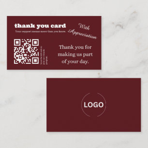 Visita Tarjeta de agradecimiento elegante burgundy con có