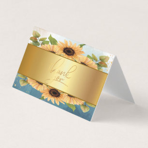 Visita Tarjeta de agradecimiento Elegantes girasoles dora