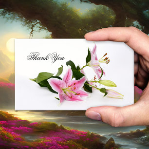 Visita Tarjeta de agradecimiento floral de lirios rosados
