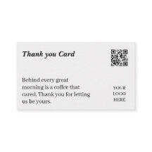 Tarjeta de agradecimiento minimalista para cafeter