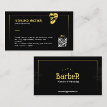 Tarjeta de agradecimiento para barbero de oro negr