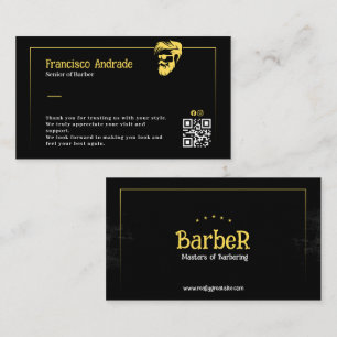 Visita Tarjeta de agradecimiento para barbero de oro negr