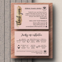 Tarjeta de agradecimiento rosa de guión chic blanc