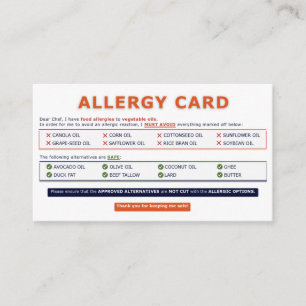 Visita Tarjeta de alergia al aceite de semillas