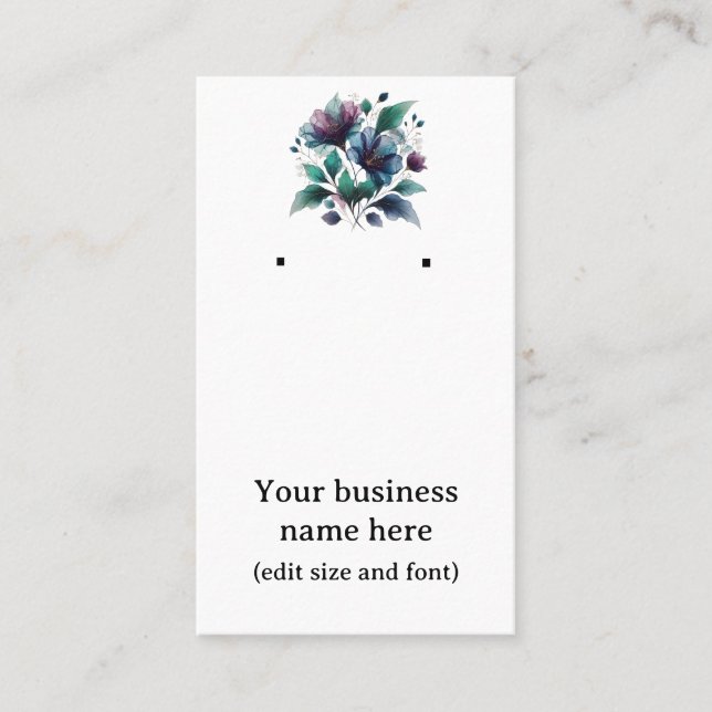 Visita Tarjeta de amarre con hermosa flor abstracta azul. (Anverso)