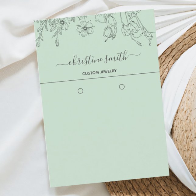 Visita Tarjeta de aretes floral chic botánico en turquesa (Subido por el creador)