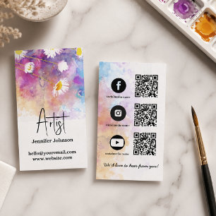 Visita Tarjeta de artista de flor abstracta editable en a