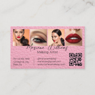 Visita Tarjeta de Artista de Maquillaje de Cuero Rosa Chi