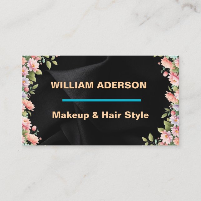 Visita Tarjeta de artista de maquillaje floral MODERNA (Anverso)