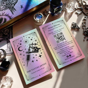 Visita Tarjeta de artista de tatuajes holográfica celesti
