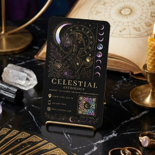 Visita Tarjeta de astrología celestial de lujo en negro y