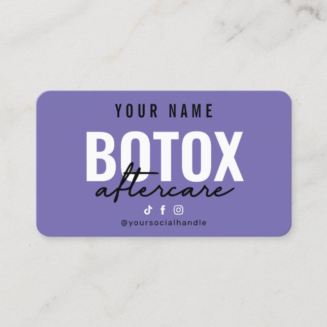 Visita Tarjeta de atención posterior moderna de botox mor (Anverso)