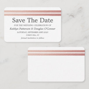 Visita Tarjeta de aviso Chic Rose Gold Foil Stripes