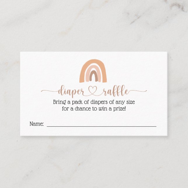 Visita Tarjeta de Baby Shower Boho Rainbow Diaper Raffle (Anverso)