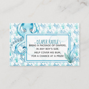 Visita Tarjeta de Baby Shower Diaper Raffle Cute Blue Oct