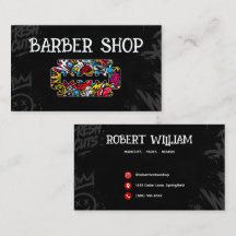 Tarjeta de Barbería con Navaja de Grafiti Urbano M