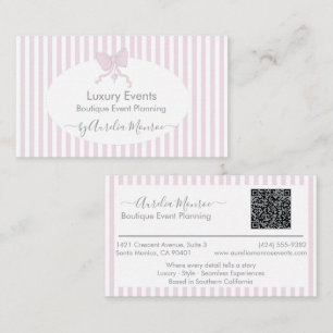 Visita Tarjeta de Boutique con Raya de Cinta Rosada