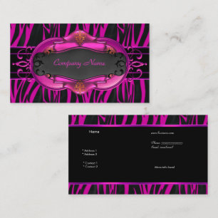 Visita Tarjeta de boutique negra rosa caliente cebra eleg