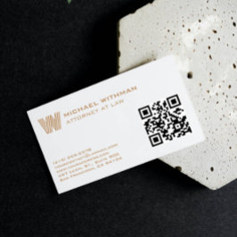 VISITA TARJETA DE BRONCE CON MONOGRAMA Y QR PARA ABOGADOS