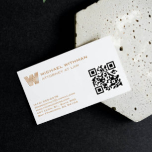 VISITA TARJETA DE BRONCE CON MONOGRAMA Y QR PARA ABOGADOS