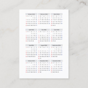 Visita Tarjeta de calendario 2026: inicio domingo, negro 
