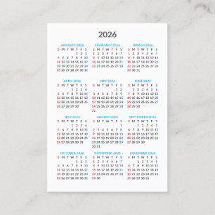 Visita Tarjeta de calendario 2026: inicio el domingo
