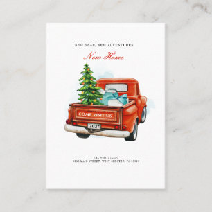 Visita Tarjeta de Camioneta Roja Vintage de Navidad para 
